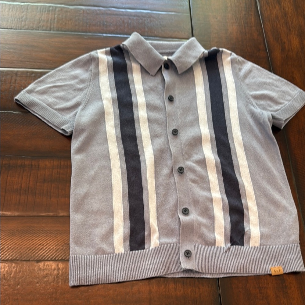 Abercrombie Kids Gray Button Down Shirt with Black Accents